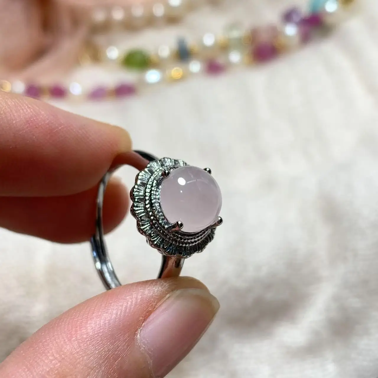 MM Natural Rose Quartz Ring Adjustable Female Ring Jewelry for Women Gift Wholesale High Quality Wedding Fine