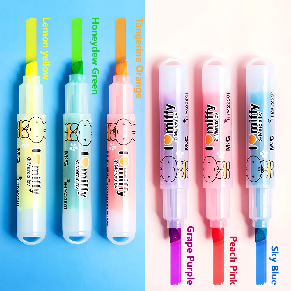 M&G 6 Colors Single Tip Highlighter Markers For Hand Drawing highlighter marker,art marker,marker pen