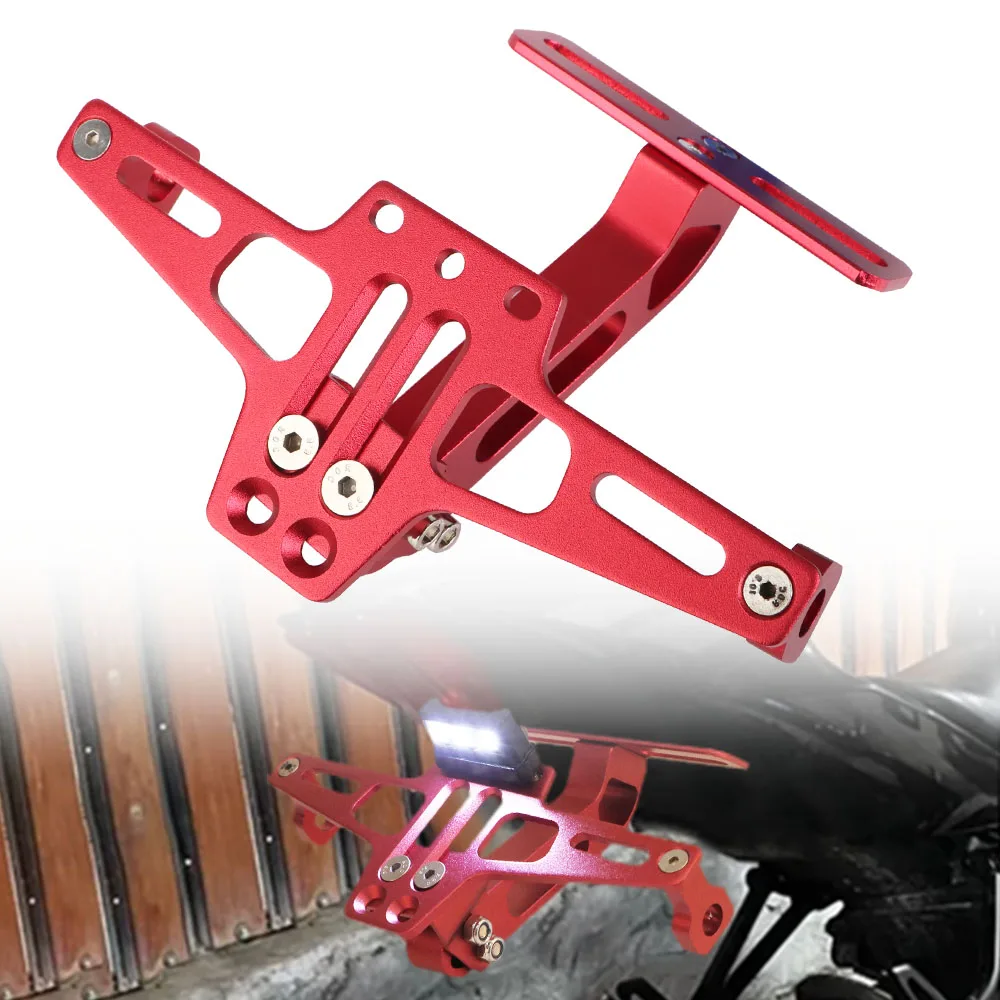 Aluminum Fender Eliminator Kits Universal CNC Motorcycle License Number Plate Bracket LED Light Rear Turn Signal Lamp Holder motorcycle license plate holder