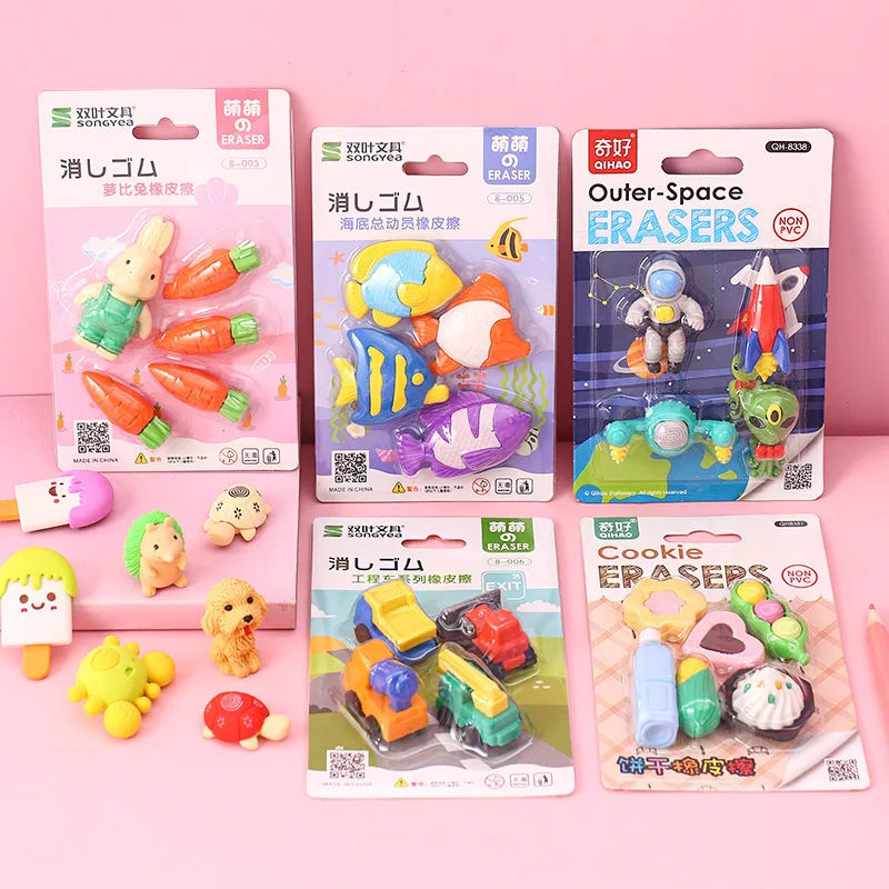 1 Set Animal Eraser Random Style Cute School Rubbers Kawaii School Supply Korean Stationery Cute Desk Accessories