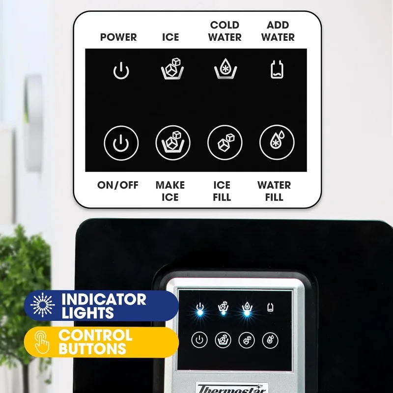 Thermostar Automatic Water and Ice Dispenser, Self-Making Ice Machine and Water Cooling, Bottom Load Water Jug, Black 3