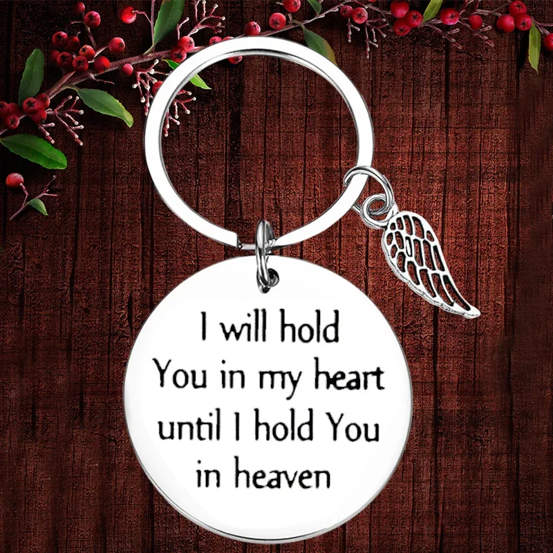 

Charm Memorial Angel Wing Keychain Pendant Loss of Loved Key Chain Keyring I Will Hold You In My Heart