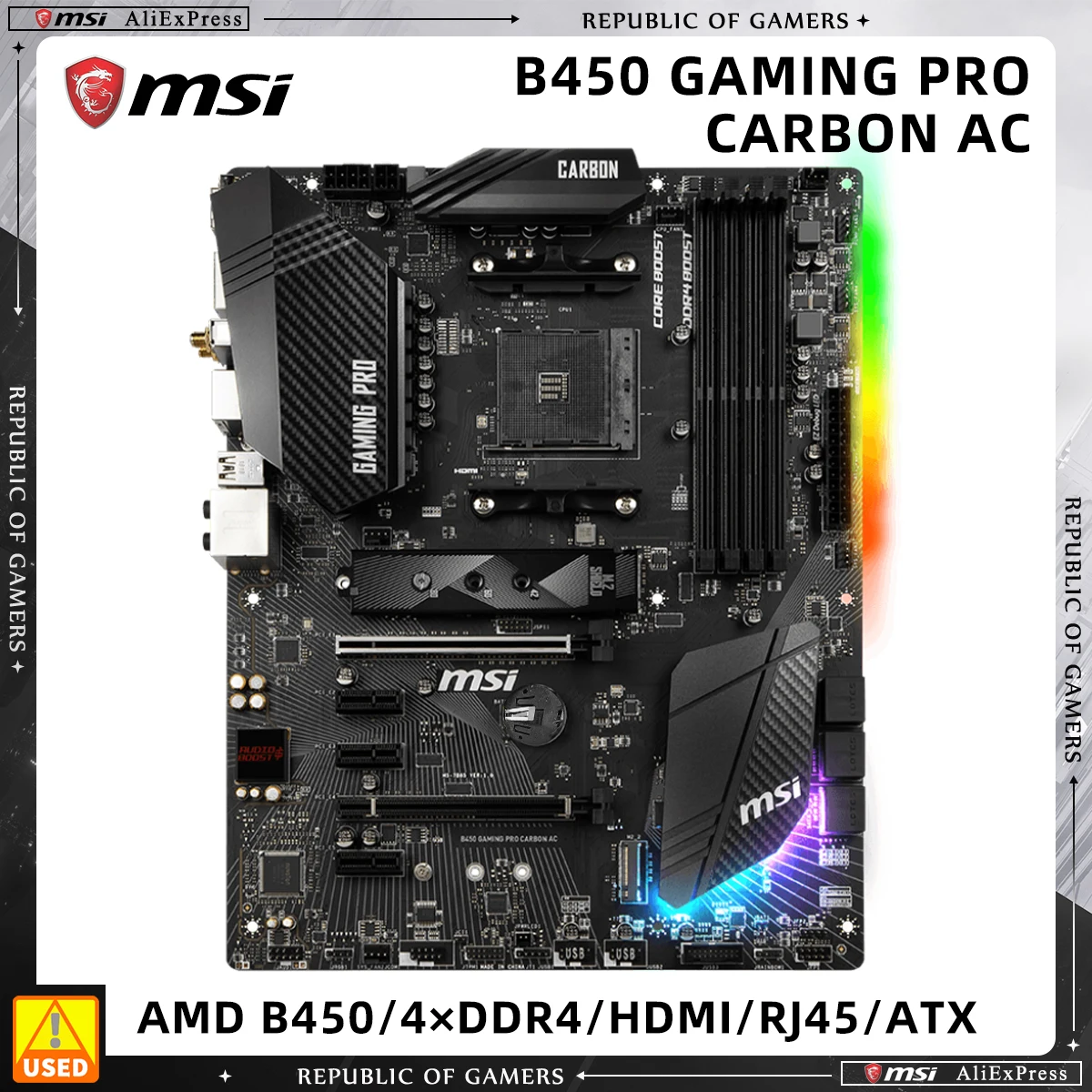 MSI B450 GAMING PRO CARBON AC AMD B450 Socket AM4 4 x DDR4 DIMM 128GB