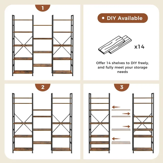Triple 5-Tier Bookshelf 5