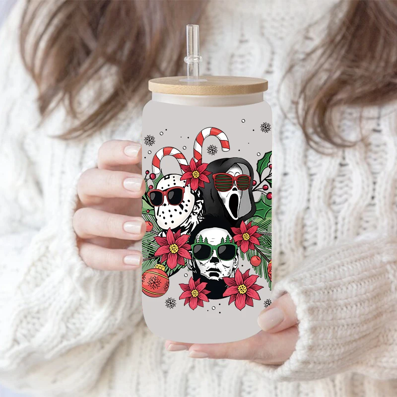 UV DTF Transfer Sticker Christmas Theme for 16oz Libbey Glasses Wraps Cup Can DIY Waterproof Easy To Use Decals D5878 adhesive vinyl stickers