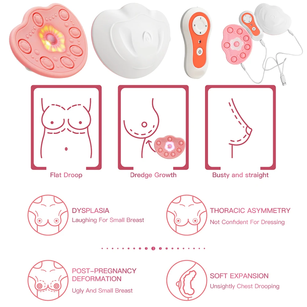 Breast Massage Pads with Hot Compress Wireless Chest Massager Breast Enhancement Instrument Red Light Massage Anti-sagging Chest 5