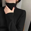 Double-Sided Velvet Warm Top Women's Semi-High Collar Solid Color Base Shirt Casual Long Sleeve Autumn Winter Inner Wear T-Shirt