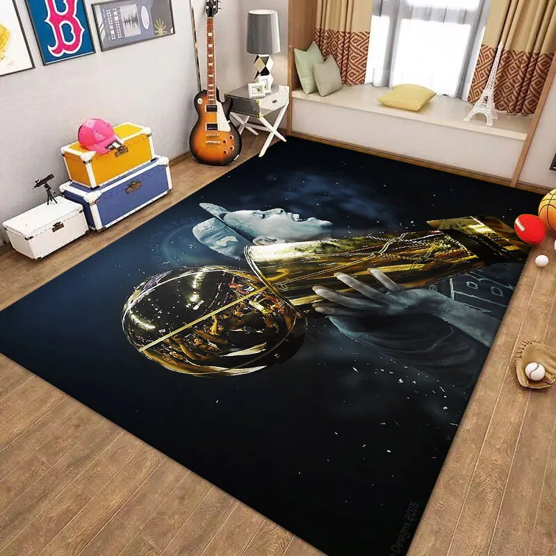 VIKAMA 1PC Basketball Star Crystal Velvet Carpet Dirt Resistant Bedroom Living Room Sofa Coffee Table Non-Slip Pad Home Decor