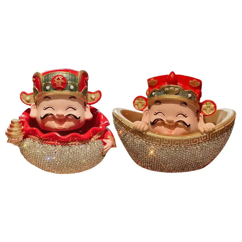 2024 Car God of Wealth Decoration Resin Automotive Shaking Head Dashboard Ornament Cai Shen Swing Statue Cars Interior Accessory car ornaments shaking head pig resin nodding doll cute automobile interior dashboard decoration creative decor auto accessories