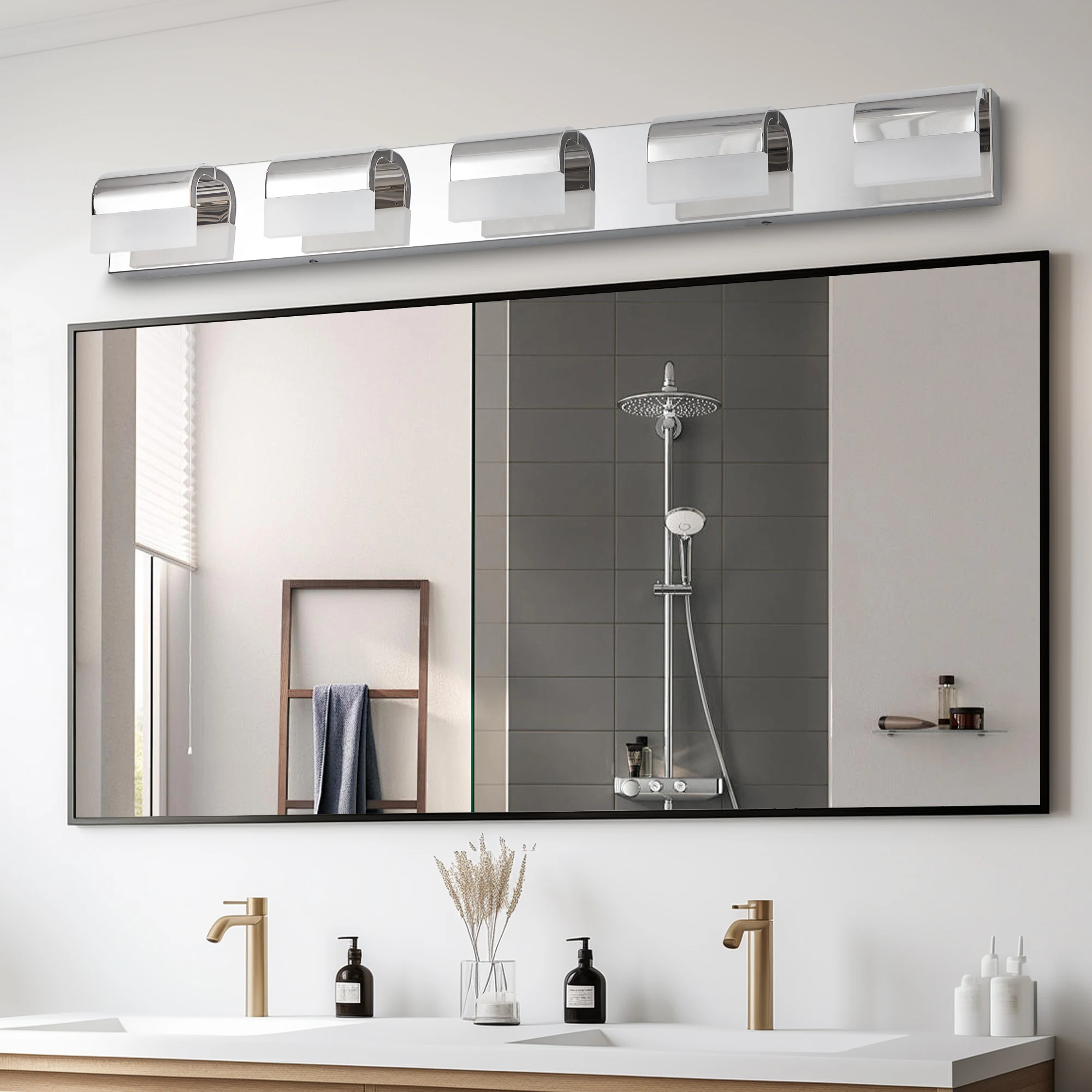 Simple Modern Silver 5 Lights Above Bathroom Lighting Fixtures Acrylic Bathroom Lights LED Home Decor