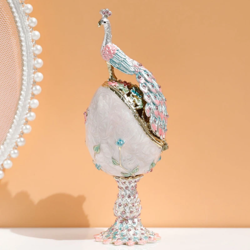 

Маленькая эмалированная декоративная шкатулка для украшений из сплава, поделки, картина павлина, семейная подарочная коробка