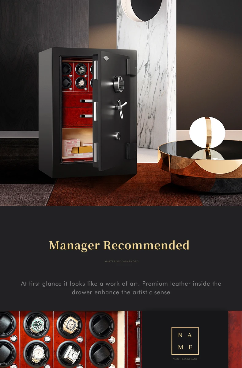 S827a61f960044142a65dc384647428295 High quality watch winder safe box electronic fingerprint lock custom interior jewelry safe box