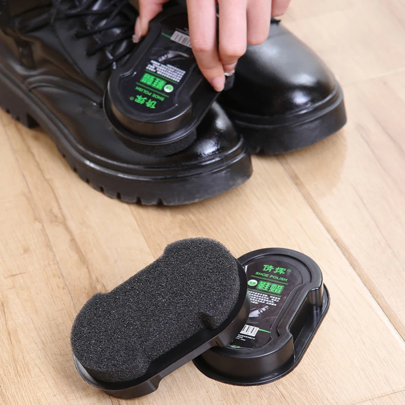 1 Multifunctional Double-Faced Shoe Polish Colorless Light Rub Leather Care Oil Sponge Wax Black Shoes Brush Household Cleaning 6