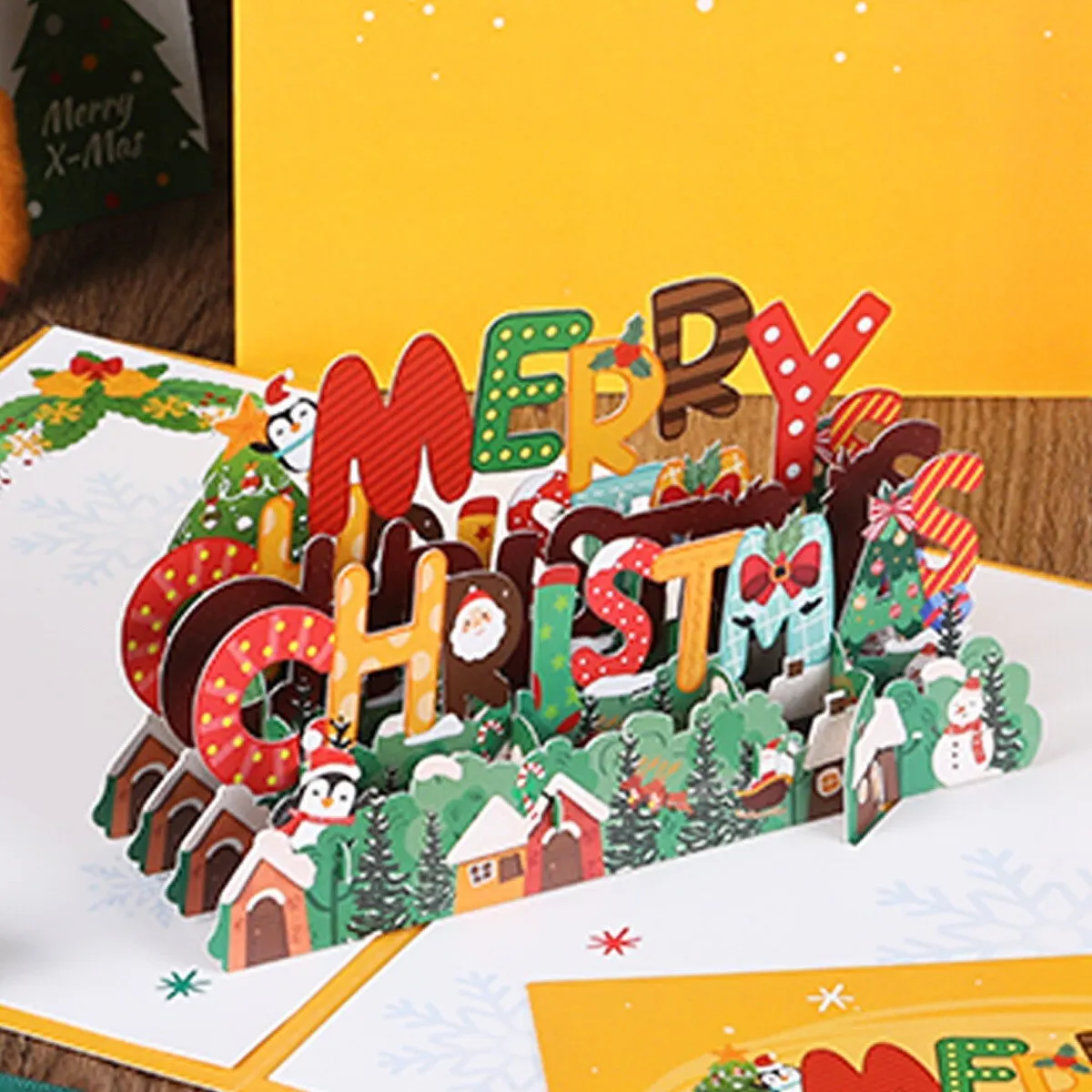 Christmas Tree 3D Pop-Up Card Christmas Sparkling Fantasy Greeting Card Tree Blessing Gift Message