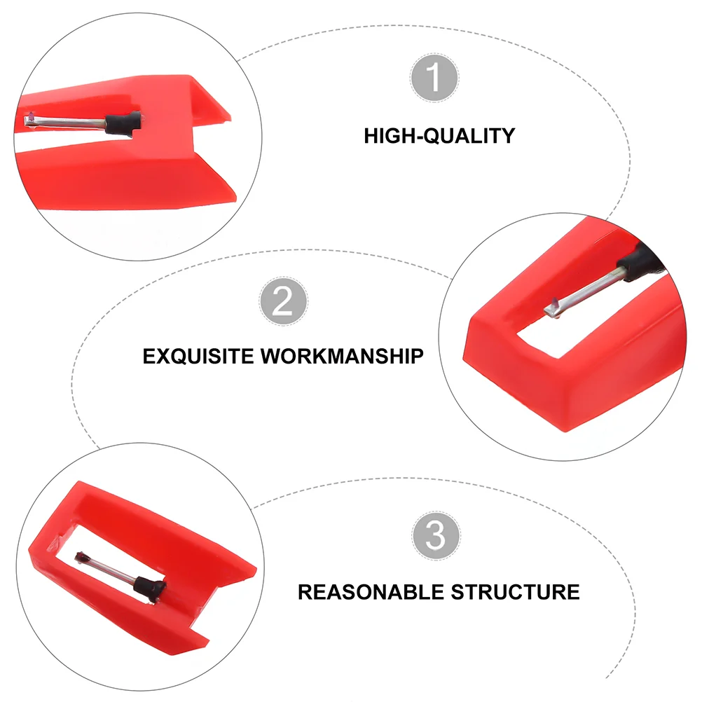 4 Pcs Red Stylus Record Player Needles Phonograph Turntable Replacement Dj Equipment Accessories Portable Audio Video Stylus