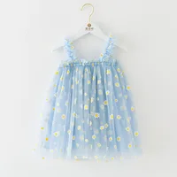 Robe d'été à bretelles pour petites filles, sans manches, imprimé marguerite, ligne a, en Tulle, jupe de princesse, vêtements mignons pour fête d'anniversaire pour enfants 5