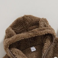 Hooded Coat Baby Boy Girl Fuzzy Jacket Winter Warm Clothes 3D Bear Zipper Sweatshirt Closure Fleece Tops Outerwear 5