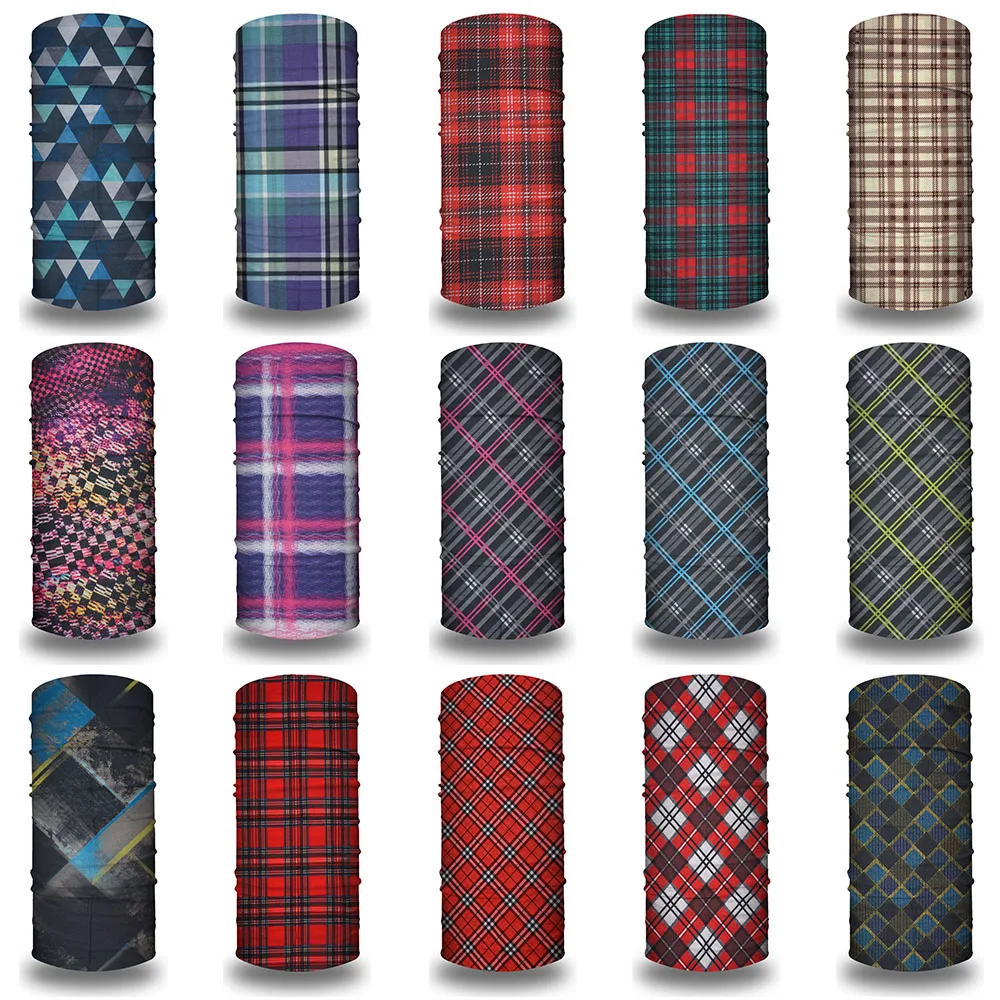 여성을 위한 격자 무늬 반다나 머리띠, 남성 얼굴 마스크 아트 인쇄 사이클링 목 각반 매직 반다나 스포츠 파티 요가 Blaclava