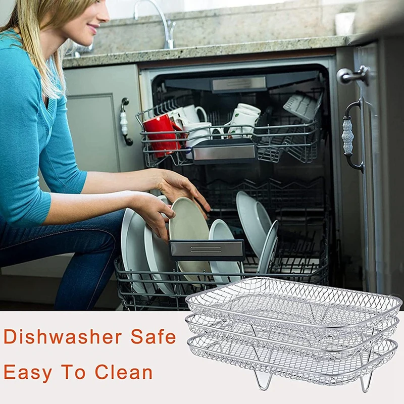 Multi-Layer Air Fryer Rack for Dual Air Fryers, Double Basket Fryers Dehydrator Racks for Ninja Foodi DZ201 DZ100