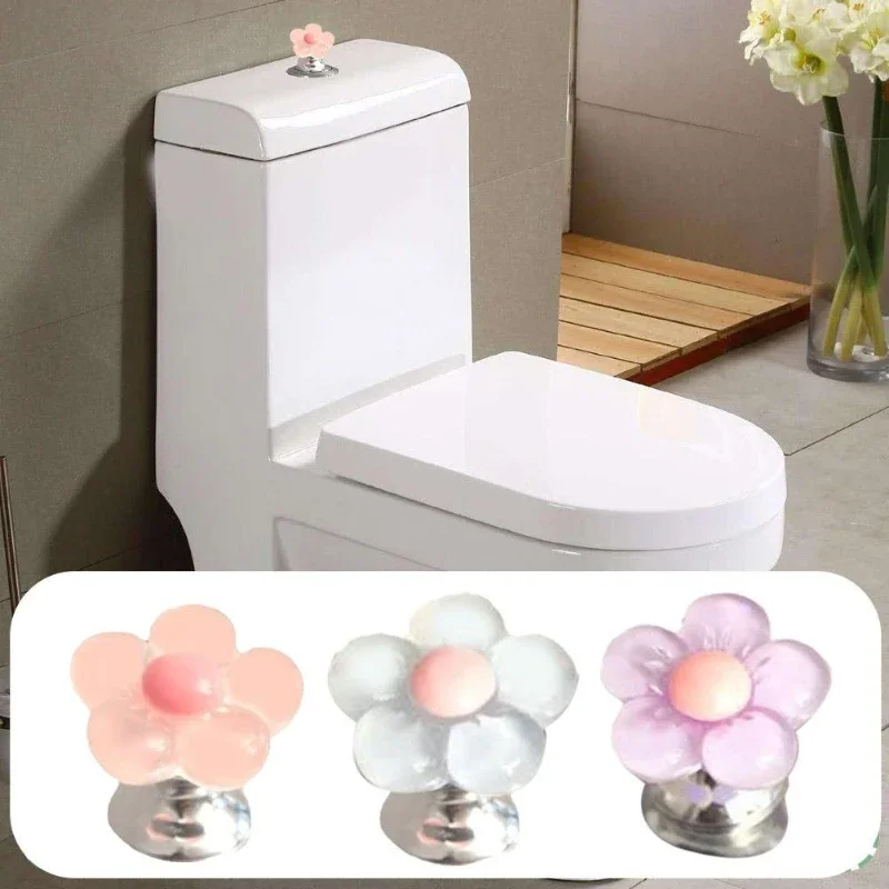3pcs Flower Shape Self-Adhesive Toilet Press Button Nail Protector Bathroom Decor Accessories Water Tank Drain Buttons