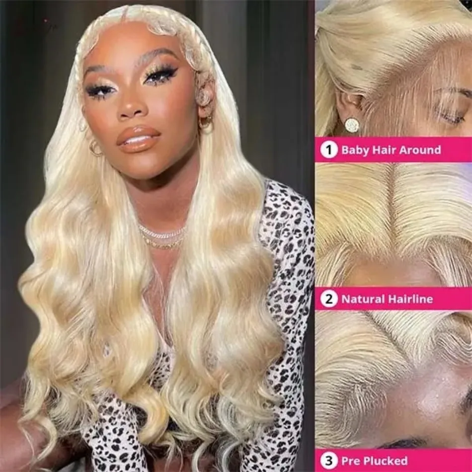 Blonde 613 Lace Front Wigs 13X6 Hd Lace Wig Body Wave Human Hair Wigs Brazilian 250 Density Pre Plucked For Black Women 36 Inch