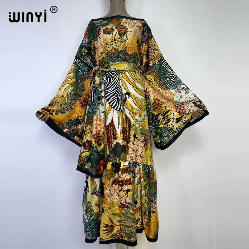 

2022 autumn WINYI Middle East ins elegant holiday party evening dress comfortable fashion print Maxi women's robes long kaftan