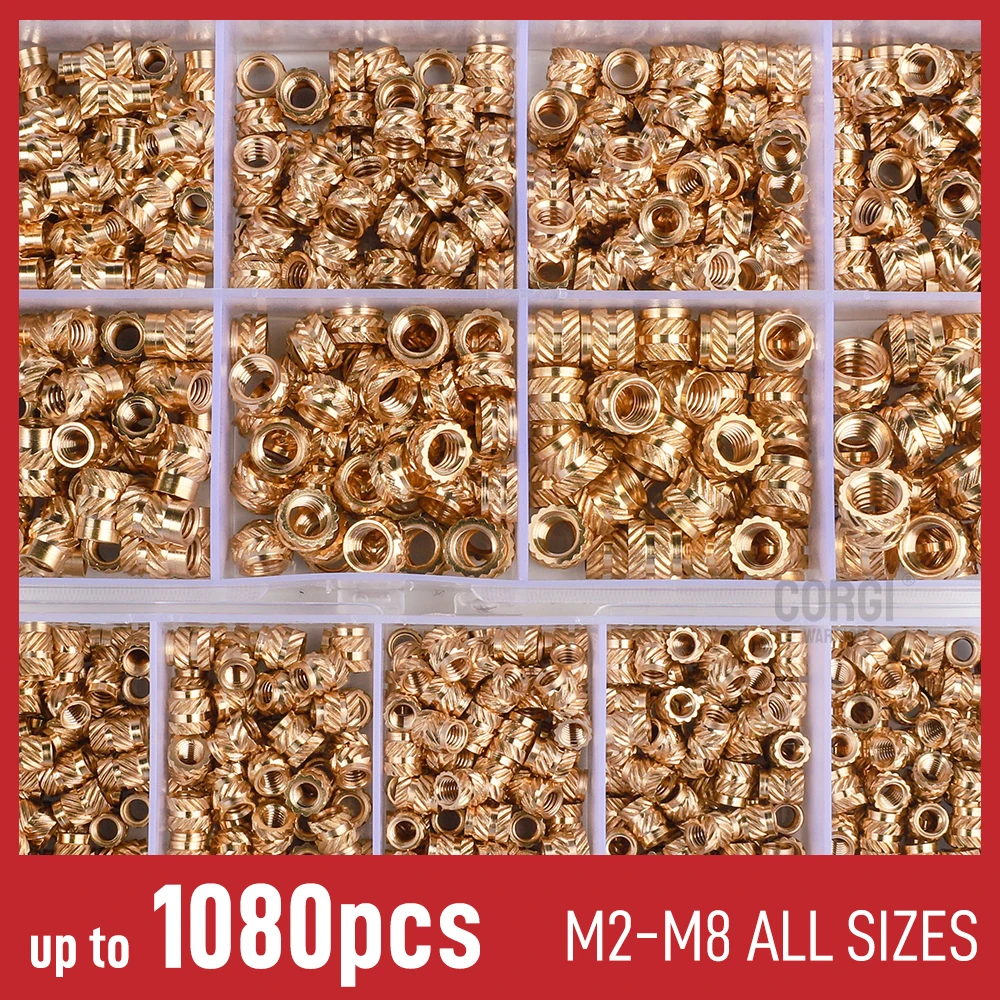 Impressão 3d Fêmea de Latão Roscado Embedment Inserir Nut Kit Inserções Recartilhadas m2 M2.5 m3 m4 m5 m6 m8 651080 Pcs