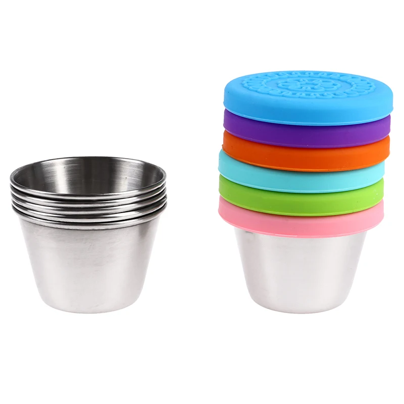 1pc Steel Dressing Container Reusable Sauce Cups Seasoning Box Salad Condiment  Containers With Lids Cocina Kitchen Tools - AliExpress