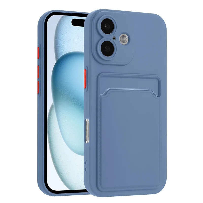 Shockproof Soft Silicone Phone Case with Card Holder and Back Pocket Cover