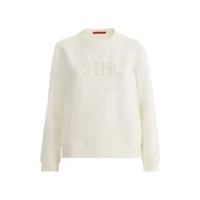 CHCH Women's Hoodie 2024 New Simple Pearl Embroidered Top Women's Beige Loose Long Sleeve Hoodie - Image 5