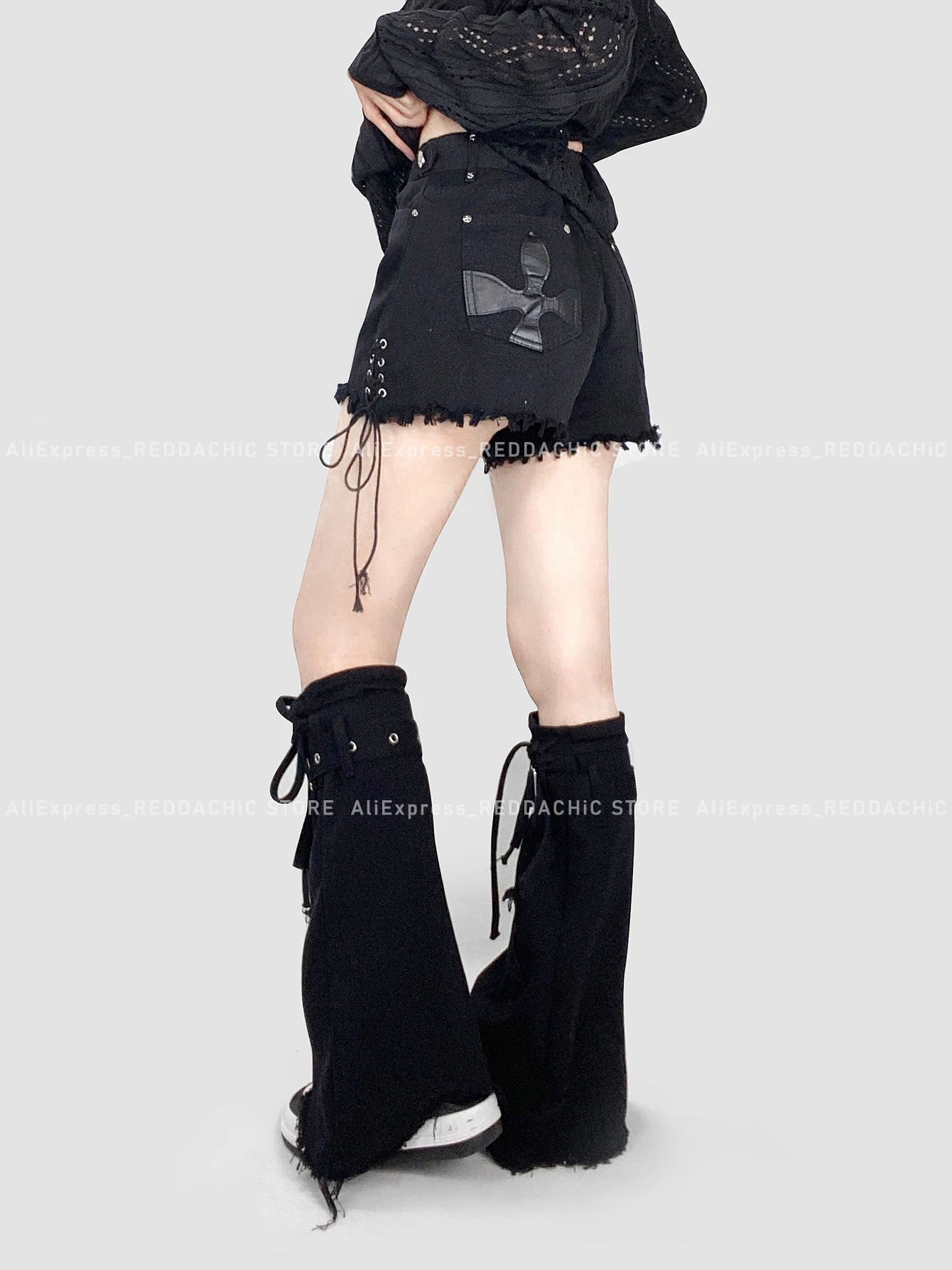 Scaldamuscoli Donna Y2K Con Pizzo E Fiocco – Elastici, Copristivali In Maglia, Stile Harajuku