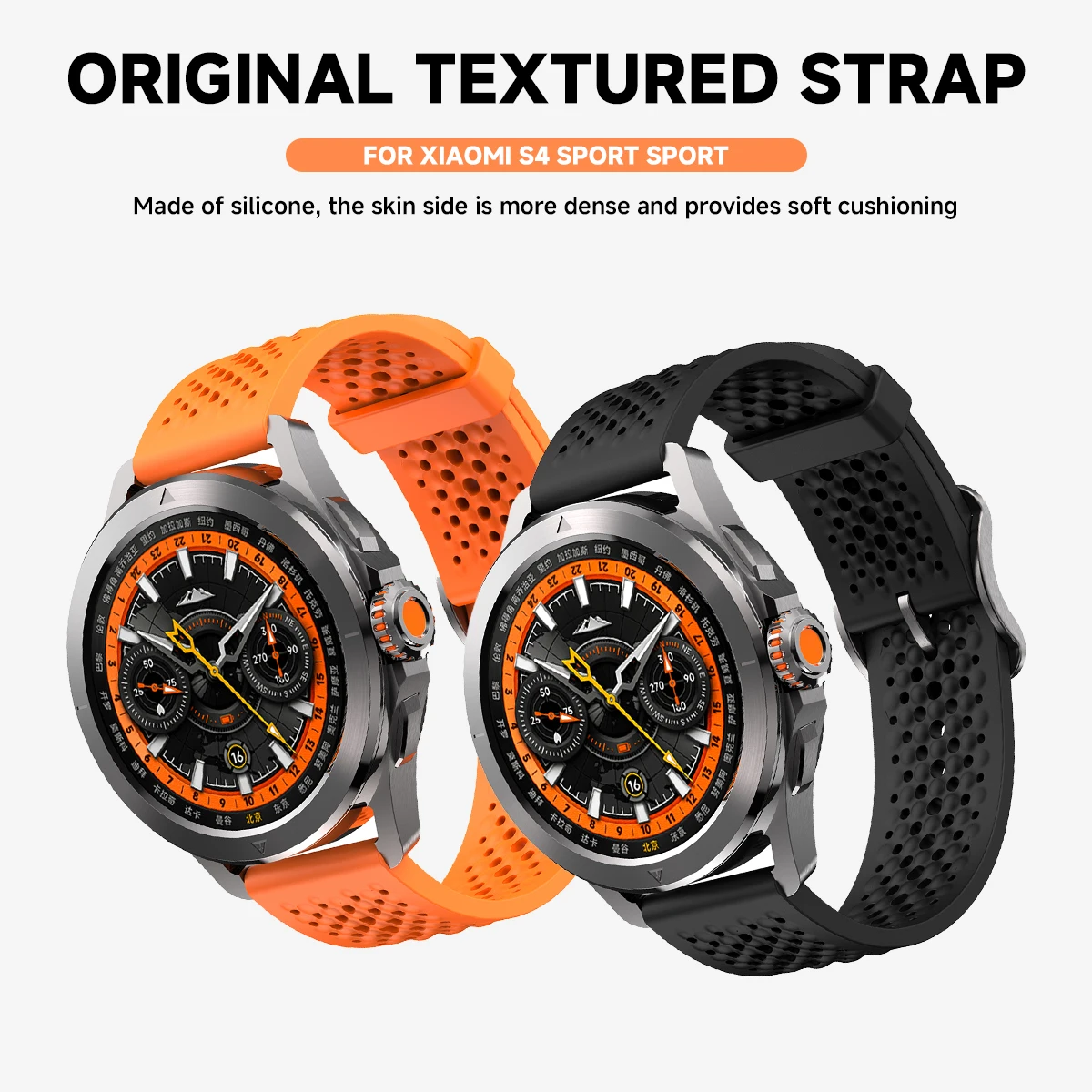 Breathable Silicone Sport Wristband, 22mm Strap