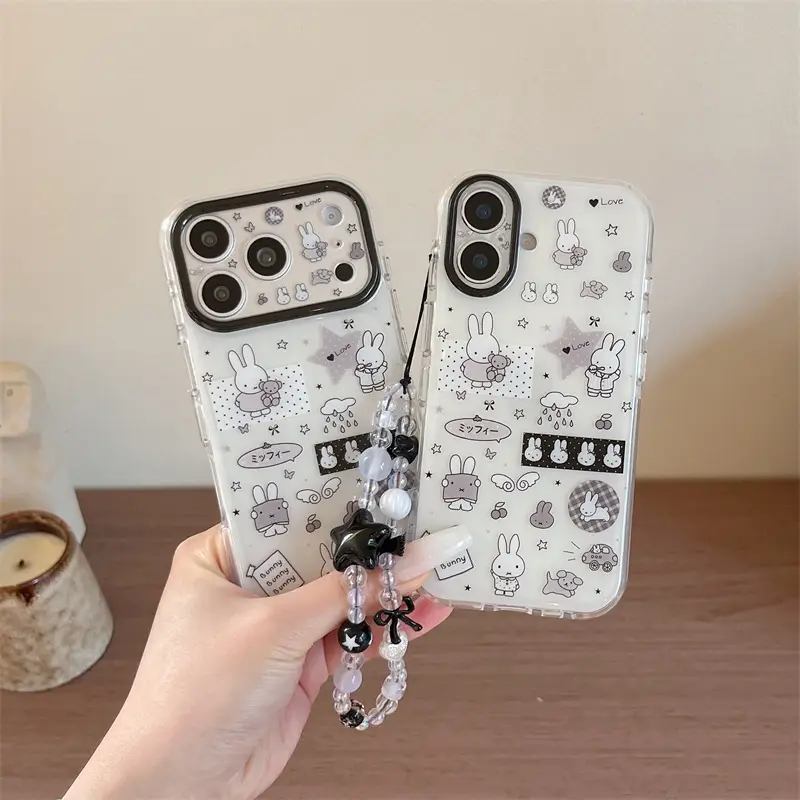 Kawaii Cartoon Rabbit Starry Sky Phone Case for iPhone 16 15 14 13 17 Pro Max INS Style Soft Silicone Shockproof Cover Funda - Image 5