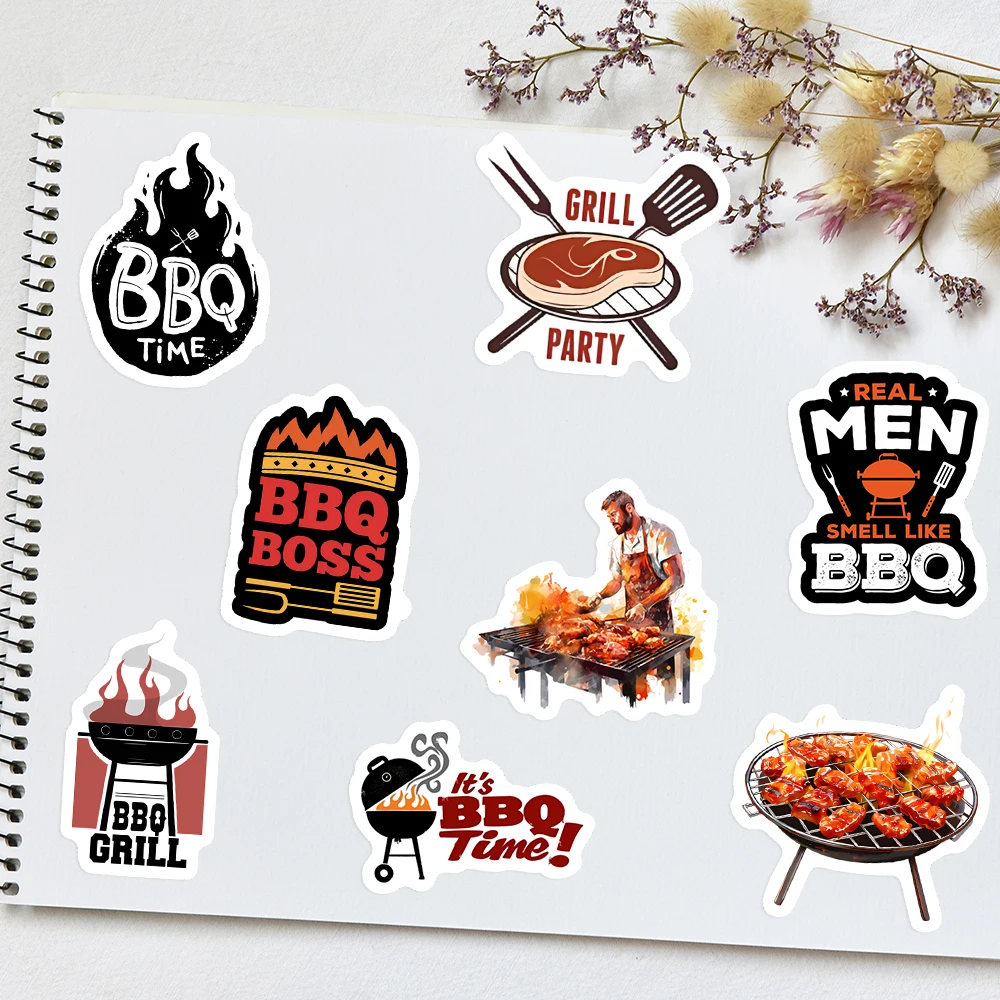 Barbecue BBQ Smokey Kebab Stickers Food DIY Gift Toys Decal for Scrapbook Phone Decorative Luggage Bottles Luggage Waterproof decorative stickers,diy scrapbooking accessories
