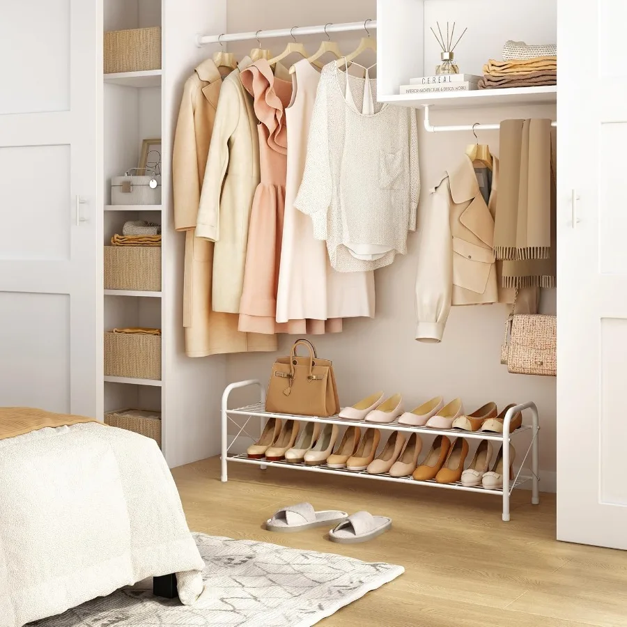 2 Tier Shoe Rack for Closet Durable Mesh Style Shoe Rack Entryway Shoe Shelf Shoe Storage Organizer for Hallway Bedroom Living