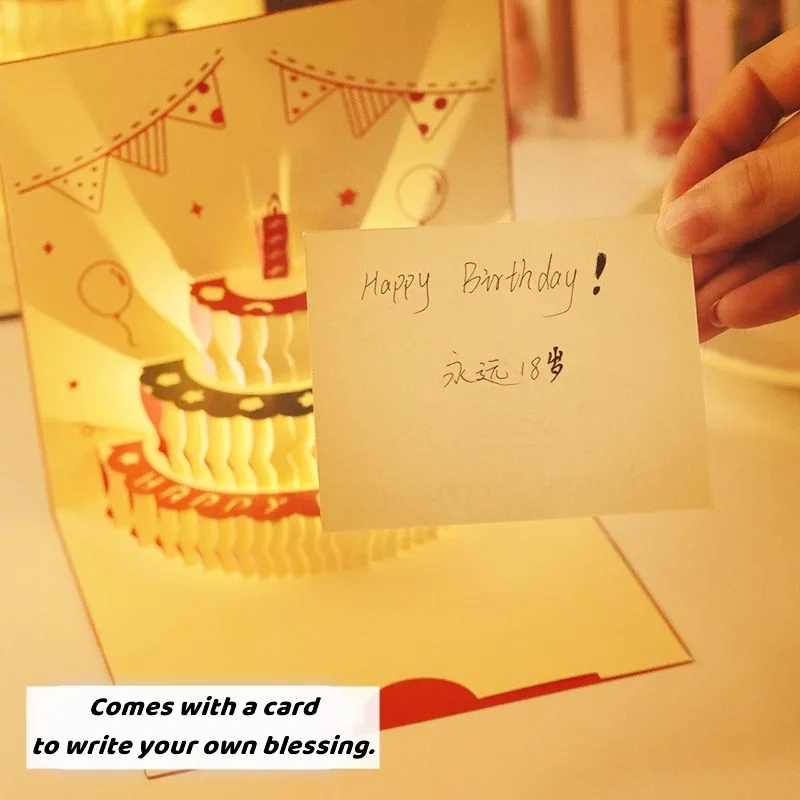 3D Music Light Birthday Greeting Card with Envelope