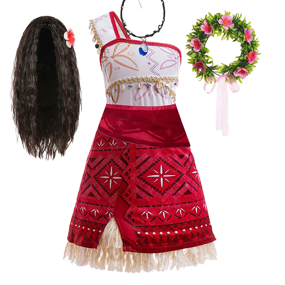 Disfraz De Moana Para Niñas – Vestido De Princesa Vaiana Con Collar, Corona Y Accesorios, Ideal Para Carnaval, Halloween Y Cosplay