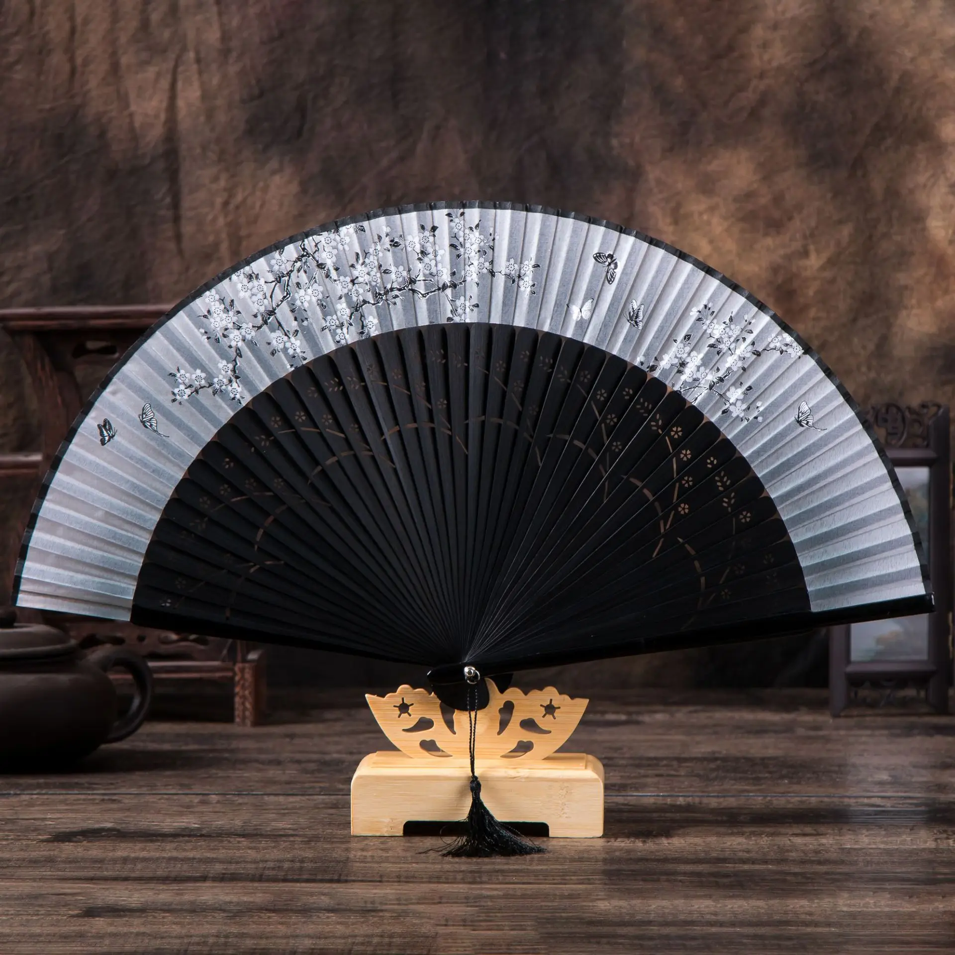 

Silk folding handheld fan, portable foldable hand fan