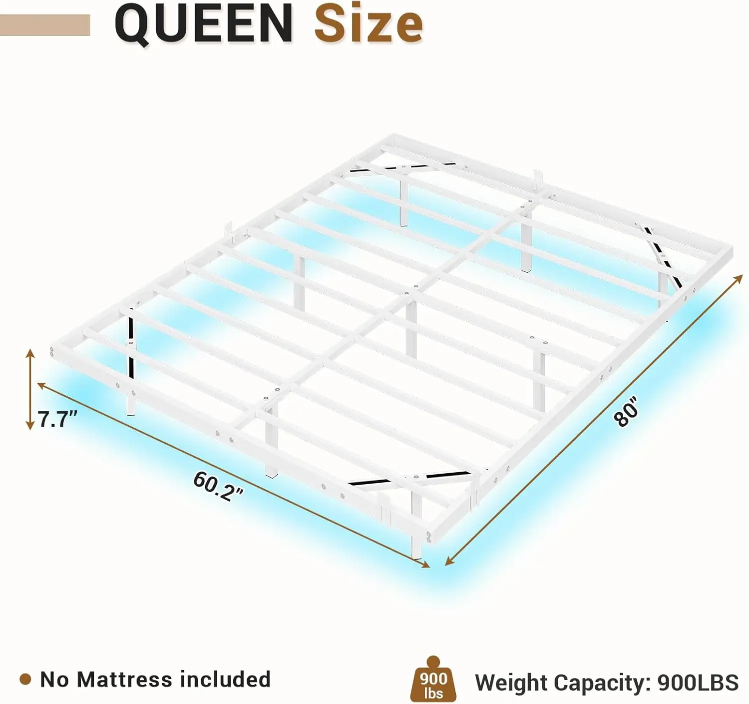 NEW Floating Bed Frame Queen Size with LED Lights, Metal Platform Queen Bed, No Box Spring Needed, Easy to Assemble (Queen) 2