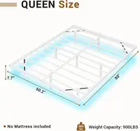 NEW Floating Bed Frame Queen Size with LED Lights, Metal Platform Queen Bed, No Box Spring Needed, Easy to Assemble (Queen) 2