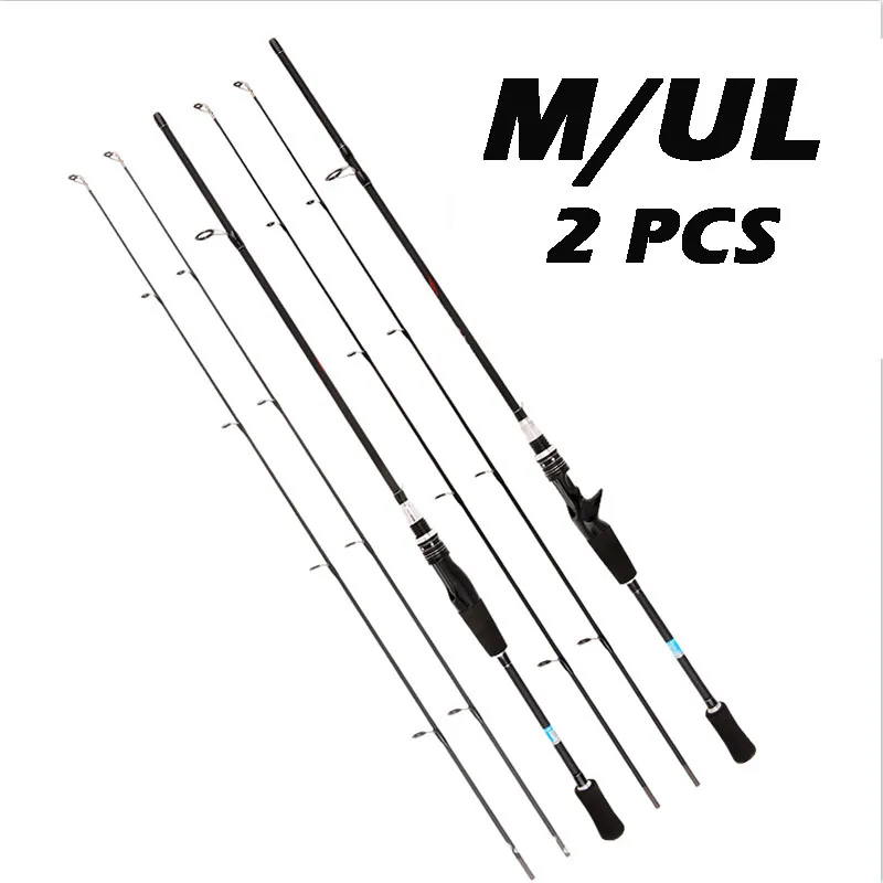 1.65m 1.8m Fishing Rods 2 Sections Ultralight M/UL Power Spinning Casting  Fishing Poles 2 Tips For Stream Fishing Tackle