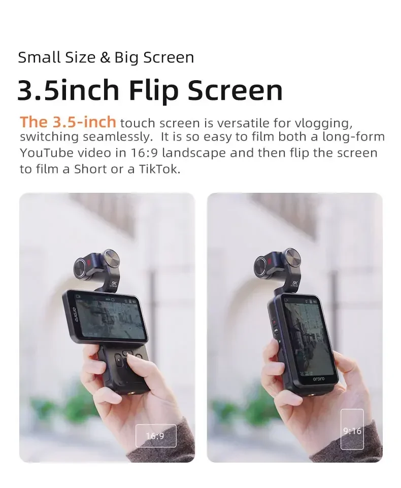 Vlog Action Camera M5 180° Rotation Lens 3.5"Screen Face Tracking IR Night Vison