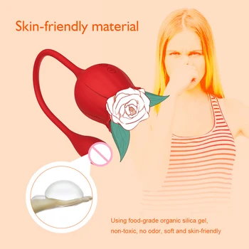 Rose Toy Sucking Tongue Vibrator Dildo Clitoris Suction Licking Clitoris Stimulator Nipple Oral Adult Sex Toy Vibrator for Women 4