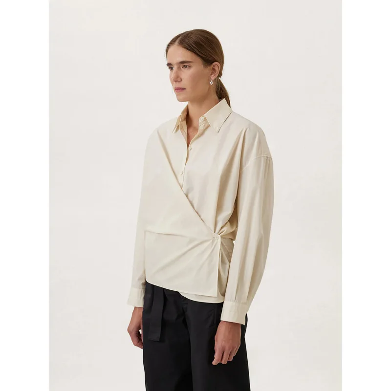 

LEM@2024 Spring/Summer New Asymmetric Design Single-breasted Long Sleeve Shirt