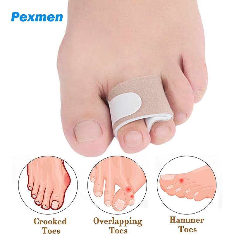 Pexmen 1/2/5/10Pcs Hammer Toe Wraps Toe Corrector Protector Toe Splints for Overlapping Crooked Curled Broken and Bent Toes