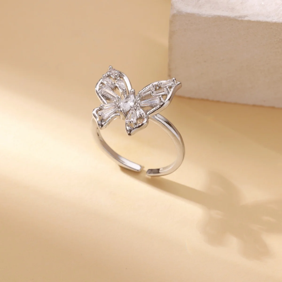 Zircon Butterfly Rings Gold Wedding
