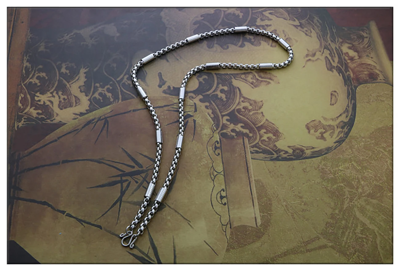 Stainless Steel Necklace Stainless Steel Men And Women Necklace Square Pearl Pendant Buddha Chain Jewelry Gift