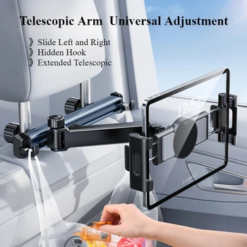 Hipacool Telescopic Car Phone Holder Tablet Seat Back Stand Headrest Adjustable Magneitc Car Tablet Bracket for Device 5.6-11.8“ 1