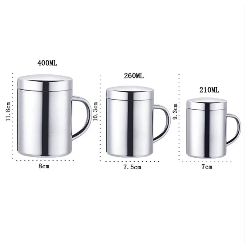 400ML Double-walled Stainless Steel Coffee Cup Cover Portable Travel Glass Pot Milk Tea