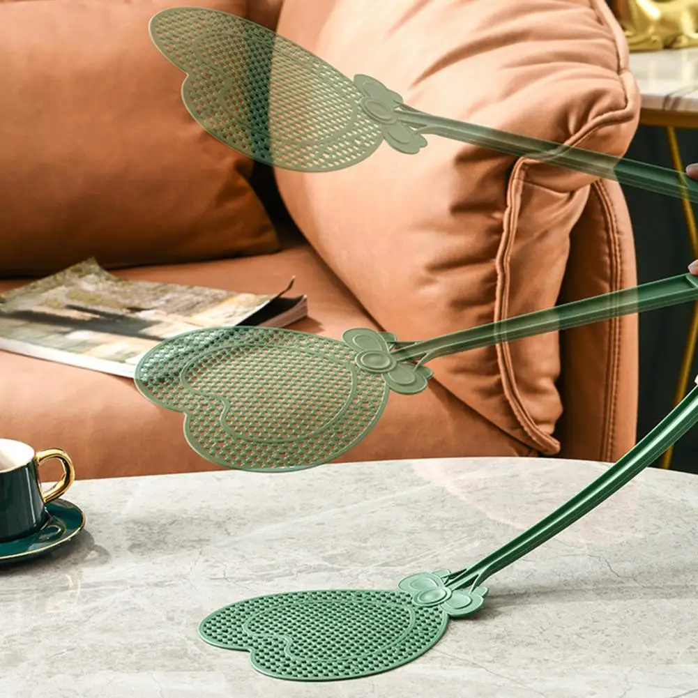 Summer Long Handle Fly Swatter Heart Shape Mosquito Swatter Manual PP Portable Pest Flapper for Daily